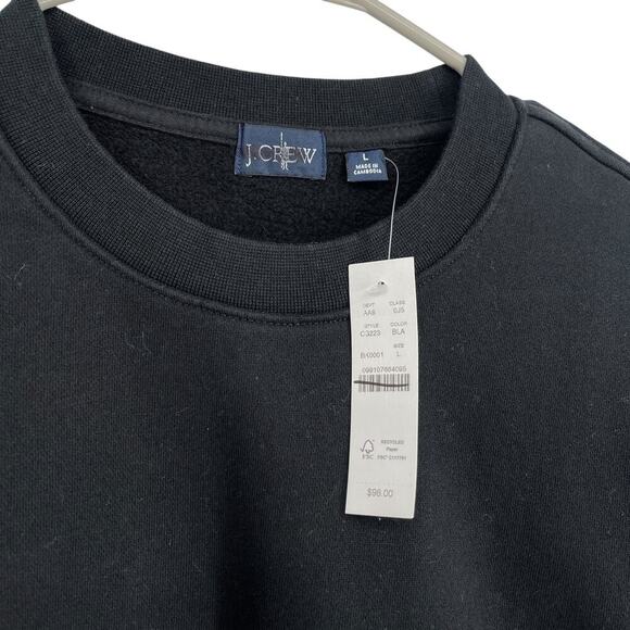 J.Crew Mens Summit 11 oz. soft-knit fleece Black sweatshirt Large NWT relaxed - Picture 4 of 4